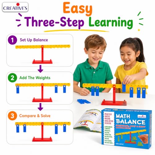 Image of Creative's Math Balance, Scale for Kids, Maths Educational Toy, Addition Subtraction Multiplication Division, Comparing Numbers, STEM Activity Game with Activity Book, Practice Maths Games Age 5+