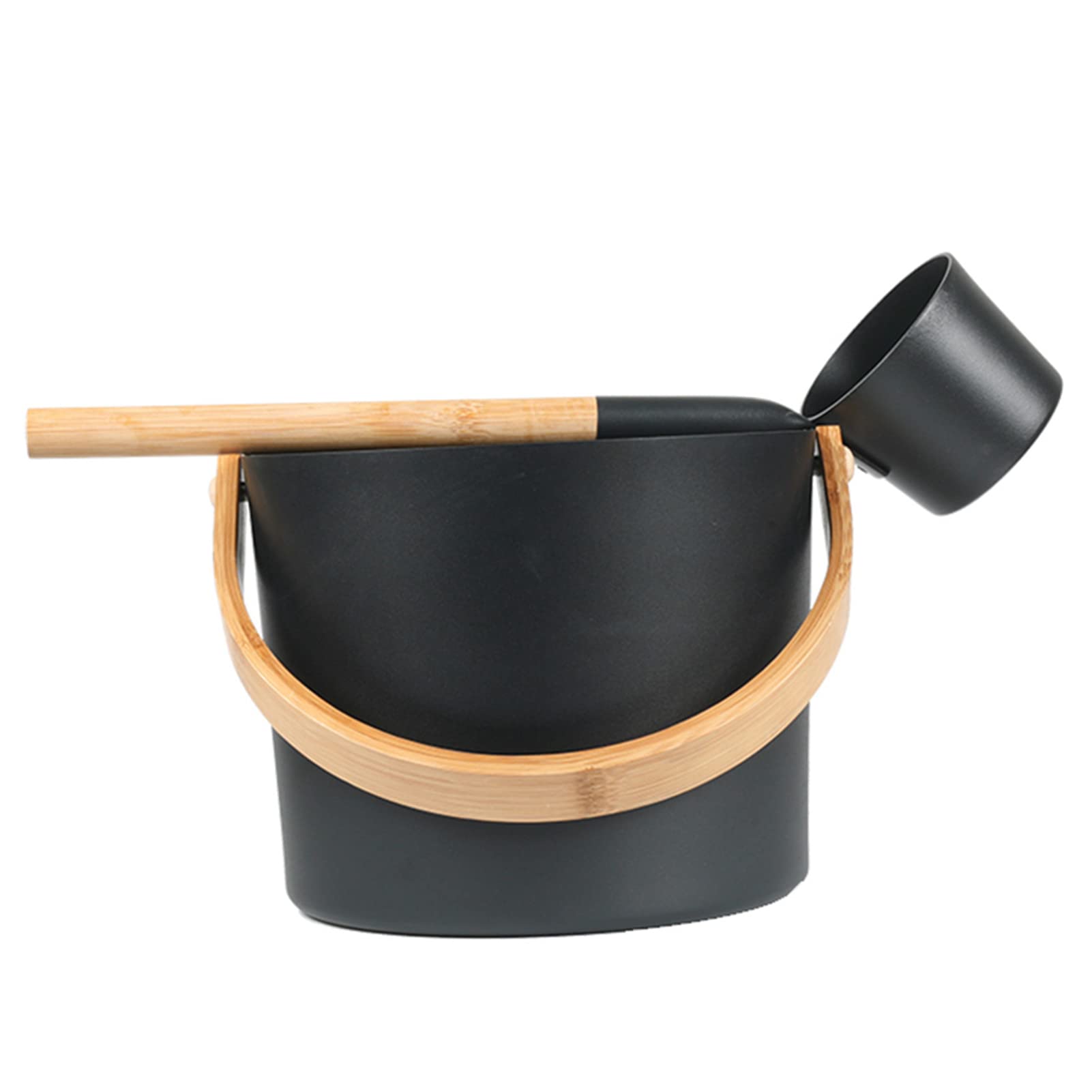 Juego de cubos para sauna de aluminio 7 l con mango largo negro