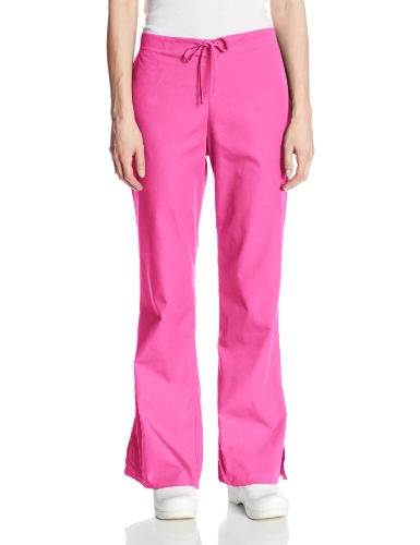 CHEROKEE Women's Flare Leg Drawstring Scrub Pant, Shocking Pink, Large
