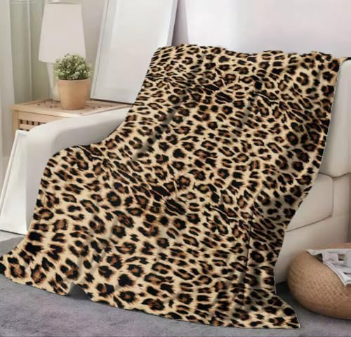Vexthorion Leopard Tattoo Flannel Blanket 100x150-Soft Fluffy Throw Leopard Print Blanket Lightweight And Comfortable For Travel Sofa Bed Blanket All Season Leopard Print Gifts Home Decoration