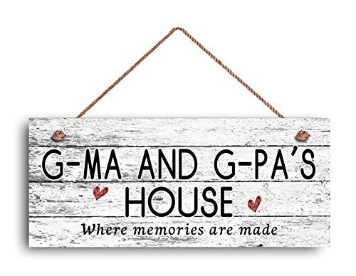 Jerome GeorgeG-MA and G-PA's House Sign, Where Memories are Made, Distressed Style, Gift for Grandparents. Retro Antique Wood （Antique Wood） - 5 x 10 Inches