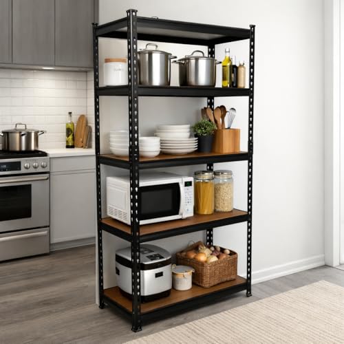 Image of ARLAVYA | 1 Year Warranty | 5 Tier Heavy Duty Boltless Storage Rack (60x24x12 inches) Adjustable Metal Shelving Unit,100kg Load Capacity per Shelf, Multipurpose Storage for Home, Office (Black,DIY)