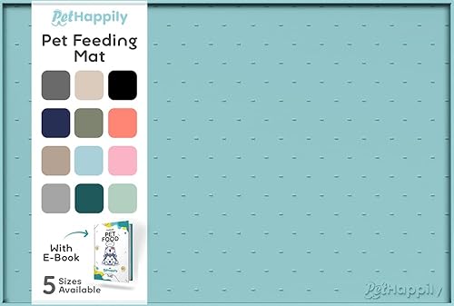 Miniatura 22 de Tapete grande de silicona para cuencos de comida y agua, 24 x 15 pulgadas, bordes elevados para evitar derrames, impermeable, protege el suelo