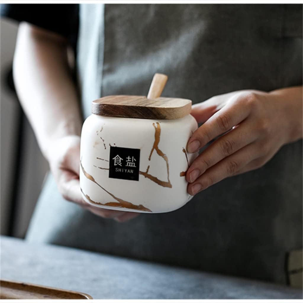 Matte Marble Ceramic Seasoning Jar Creative Kitchen Set Salt Pan Accessories(D)