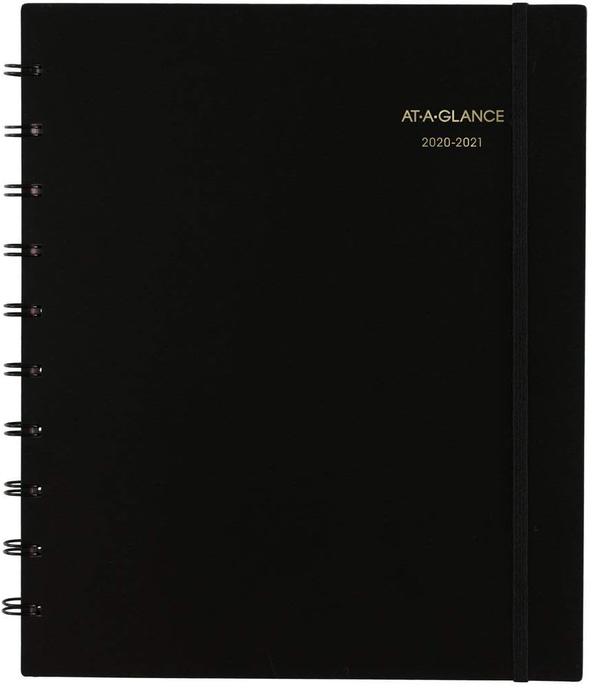 Academic Planner 2020-2021, AT-A-GLANCE Weekly & Monthly Appointment Book, 9" x 11", Large, Black (70957E05)