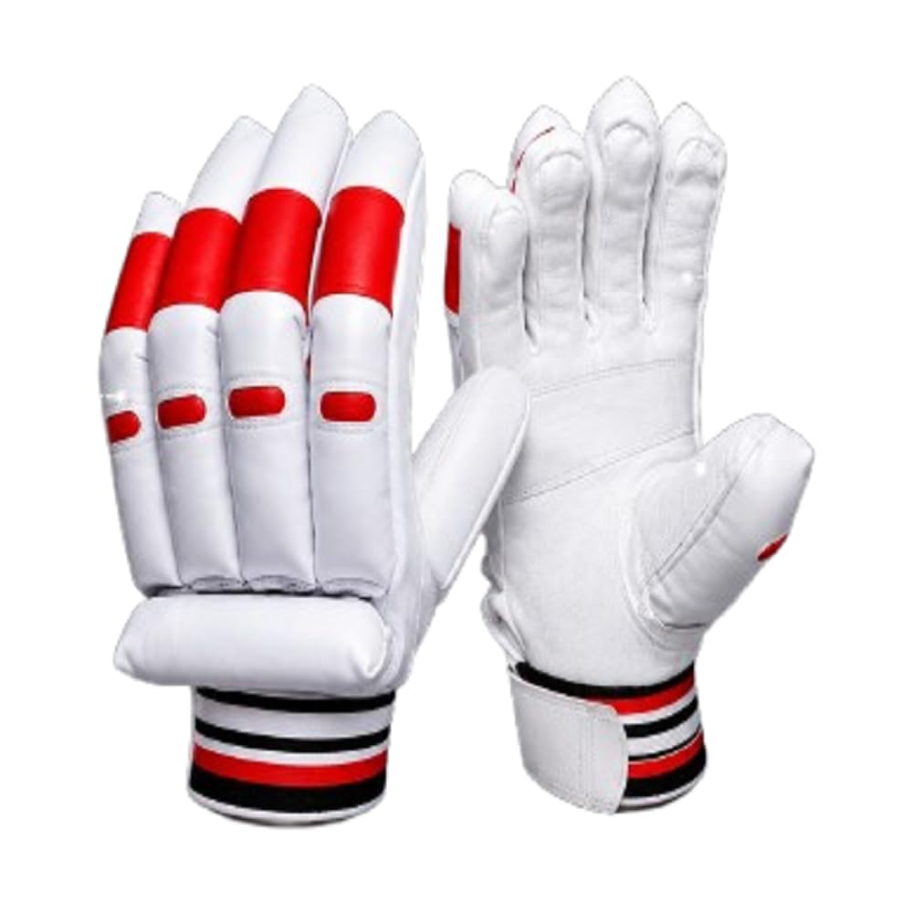 I K Global Traders Cricket Batting Gloves | Cotton Palm for Comfortable Grip | Lightweight & Durable Batting Gloves | Ideal for Tennis & Leather Ball Cricket | Red & White (Mens)-image-27