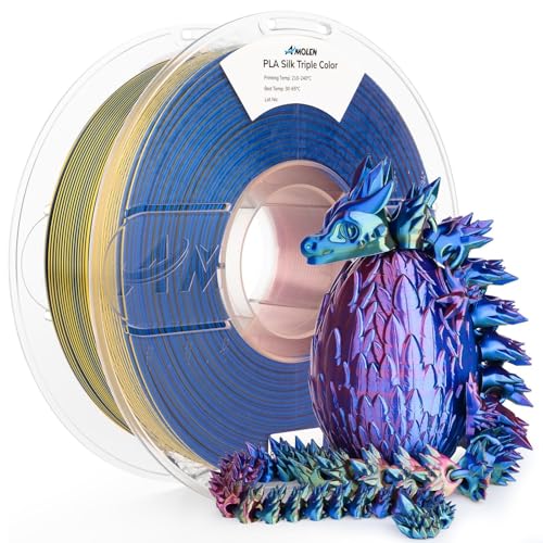 Image of AMOLEN Silk PLA 3D Printer Filament, Tri Color Red Yellow Blue PLA 1.75mm, Shiny Multi Colors Change Filament 3D Printing PLA Filament for Most FDM 3D Printer, 1kg Spool(2.2lbs)