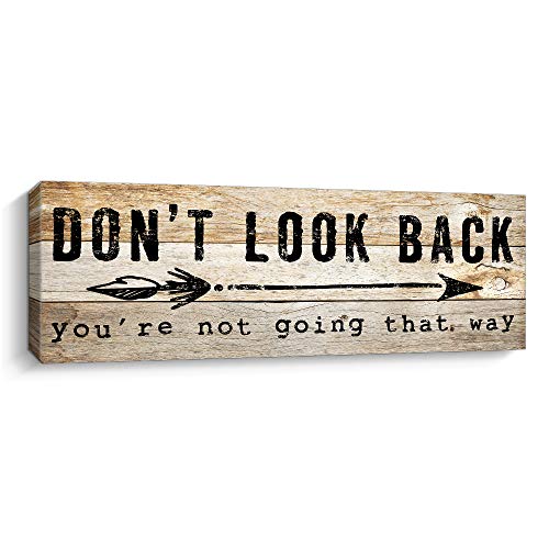 Pigort Inspirational Wall Art - Don’t Look Back - Quote & Saying Art Painting, Motto Print Canvas Picture?Motivational Wall Art for Office or Living Room Home Decor (Yellow)