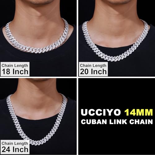 Image of Ucciyo 20MM Cuban Link Chain for Men Iced Out Miami Cuban Necklace 18k Gold Plated 5A+ Zicron 10MM /12MM /14MM /20MM Iced Out Chain Gold /Silver Bling Luxury Hip Hop Jewelry For Women Men