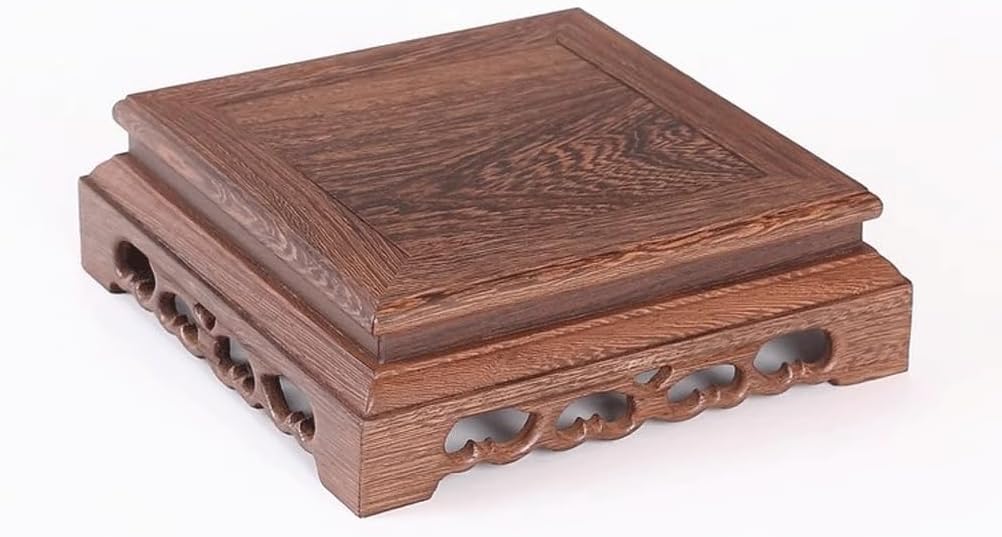 Bonsai Pedestal Vase Pedestal Stands Square Base Teapot Buddha Statue Ornaments Bonsai Ornaments Crafts Solid Wood Holder Planter Stand Plant Holder