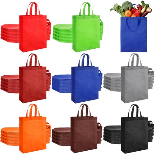 Amylove 80 Pcs Non Woven Tote Bags Bulk Large Reusable Gift Bag Reusable Grocery Bags, 15 x 11. 8 x 4 Inches(Multicolor)