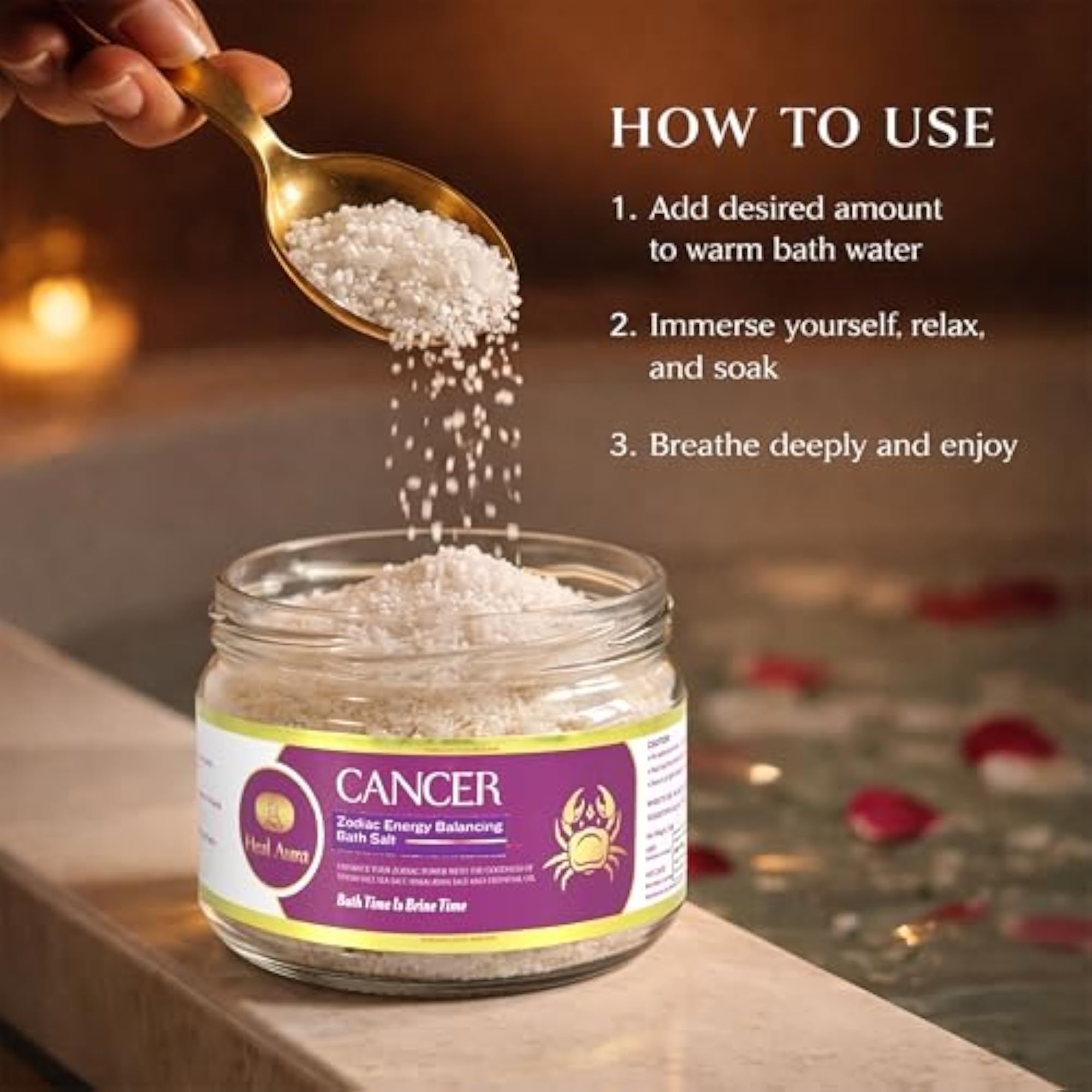 Cancer Zodiac Epsom Bath Salt, Soothing Ritual Soak