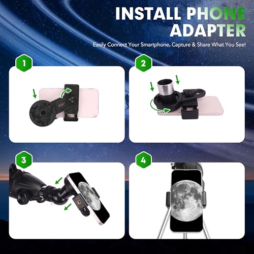 HUGERSTAR Teleskop, Teleskop Astronomie Profi für Erwachsene, 90mm Blende 900mm Refraktor Teleskope für Kinder und Einsteiger mit Ausziehbarem Stativ, Telefon Adapter, Mondfilter Beobachtung von Mond