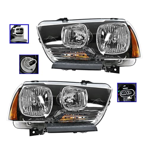 Image of TRQ Headlight Assembly Set CH2502232 CH2503232 Compatible with 2011-2014 Dodge Charger
