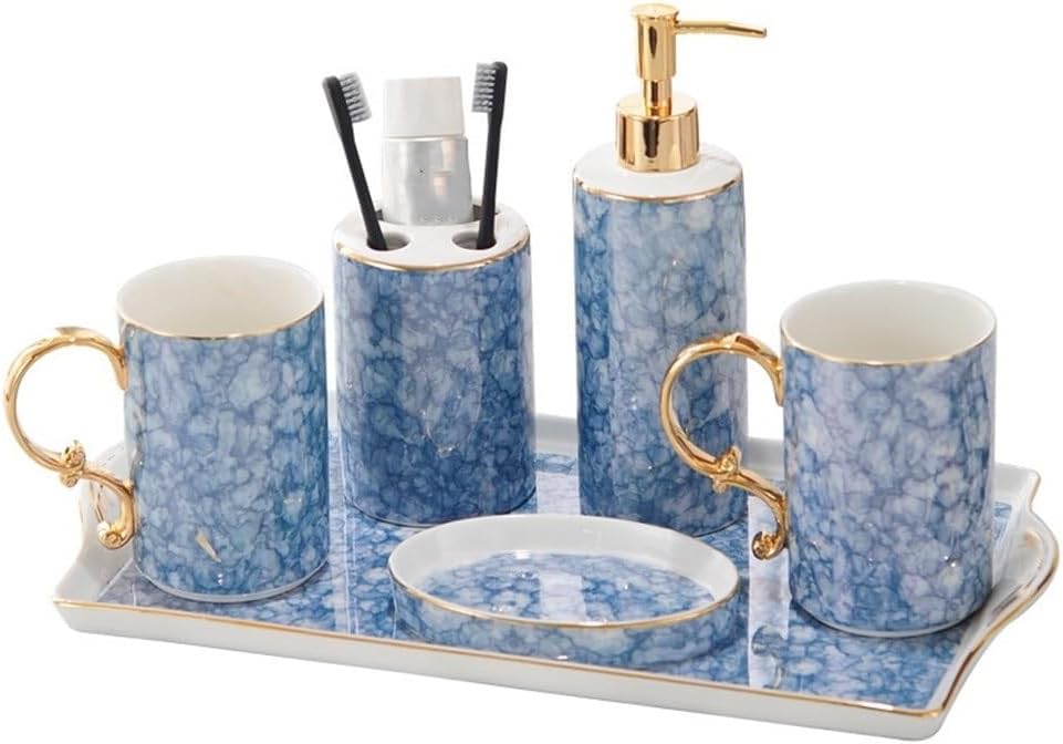 Sanitary Toiletries Set Ceramic Six-Piece Bone Porcelain Bathroom Tooth Brushing Gargle Cup