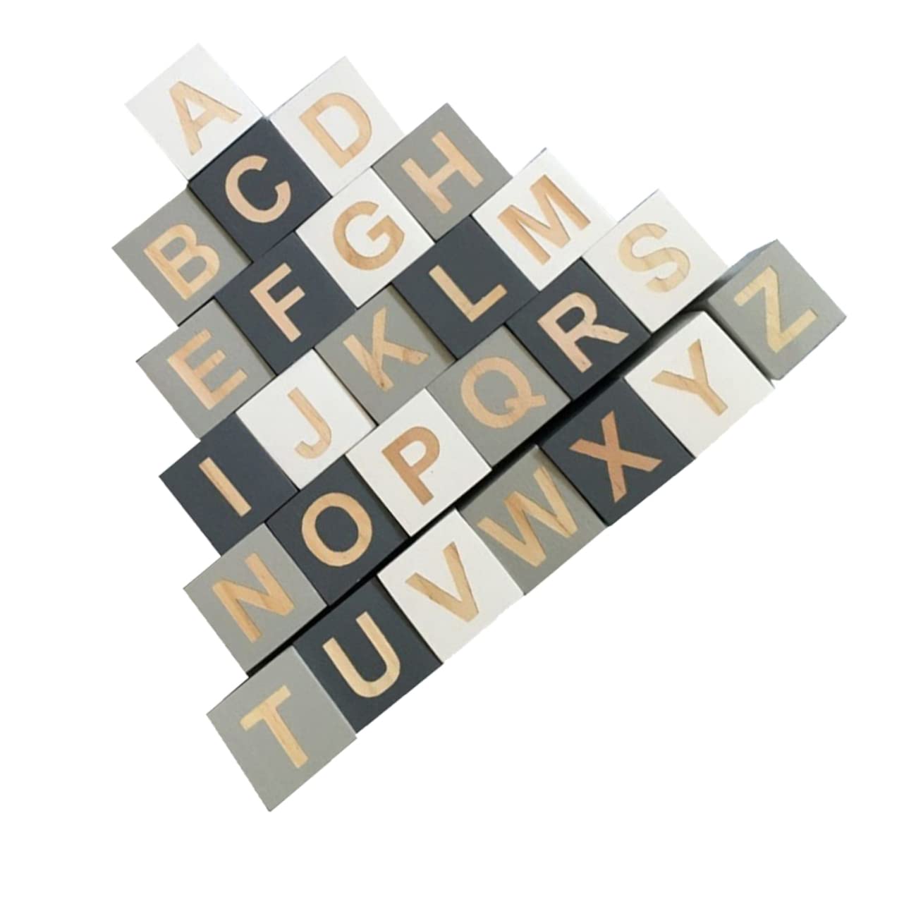 STOBAZA Wooden Letters Cubes for Wall Decor 26pcs Craft Blocks Smooth Surface Nordic Theme Party Decorati
