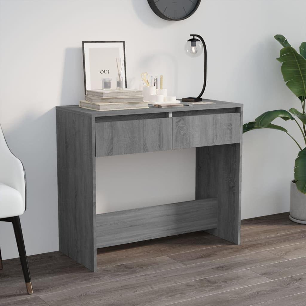 SXZenSpace Console Table in Grey Sonoma Engineered Wood 89x41x76.5 cm with 2 Drawers Modern Slim Hallway Side for Living Room Bedroom Hall