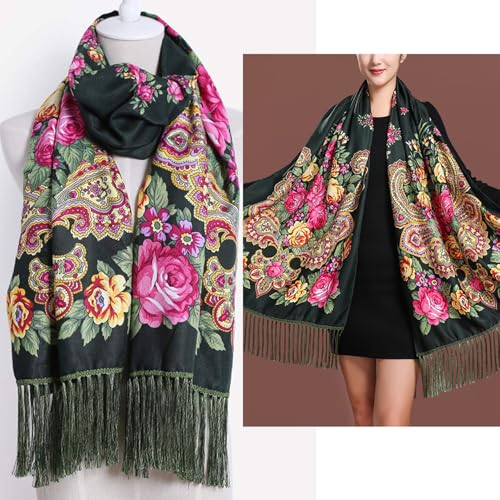 Russian Style Muffler Scarf Traditional Tassel Exotic Wrap Warm Soft Large Long Rectangular Shawl4