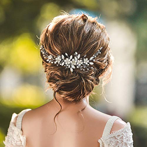 Yean Flower Bride Wedding Hair Vine Bridal Rhinestone Hair Piece Pearl Headband Crystal Hair Accessories For Women And Girls (Silver) #TOP1