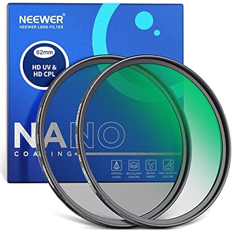 NEEWER 62 mm CPL and UV Lens Filter Set Cover