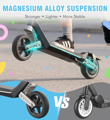 Image of Electric Scooter for Kids Ages 6-12, 150W Motor,10 Mph Max Speed, LED Display, K2-2 Speeds (6 /10 MPH), K2 Pro /K6-3 Speeds, Magnetic Charging, Colorful Light, Dual Brake Scooter for Girls Boys