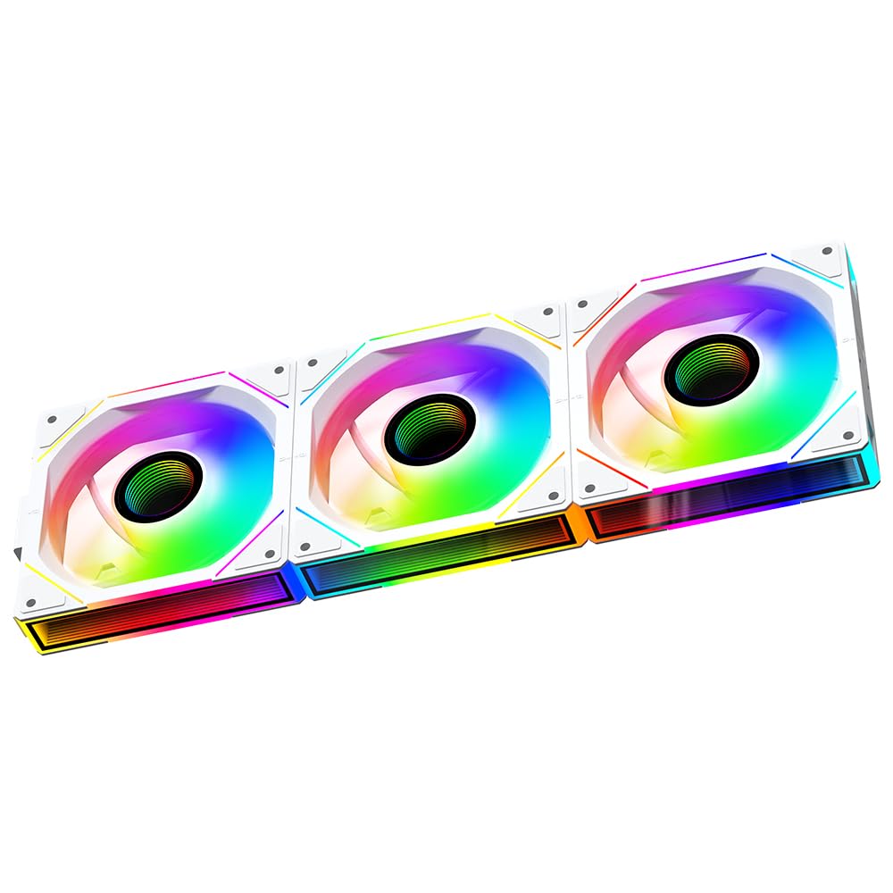Jungle Leopard Interstellar-V4 140 mm Daisy Chain RGB PC Ventilateur avec indicateur de vitesse, 2100RPM/70.6CFM, 5V3PIN ARGB et ventilateur PWM 12V4PIN (1, Black, 140MM-Forward