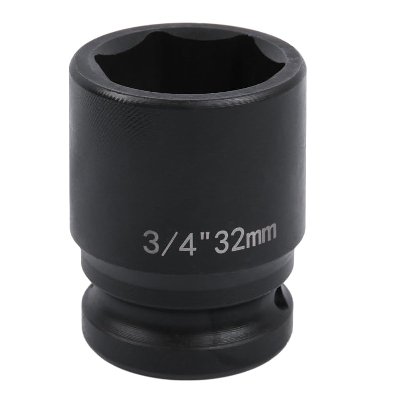Soquete de impacto 32 mm com encaixe de 19,05 mm (3/4 pol.), 6 pontos, para reparo automotivo