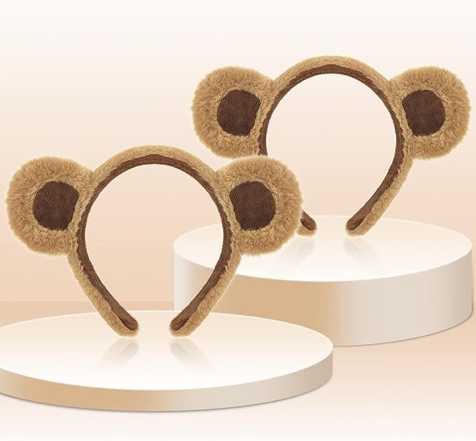 2 Pack Bear Ears, Bear Ears Headband, Adult Women's Headbands, Face Wash Headband Bear Costume Decoration, Not Easy to Break, Soft to Touch, for Any Party, Dance, Show, Cosplay Party