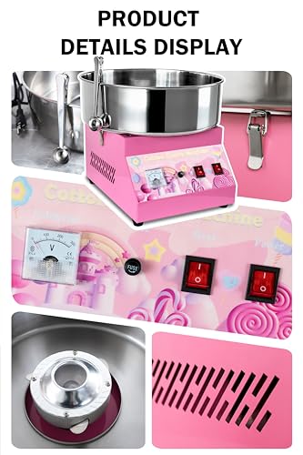 Image of Commercial Cotton Candy Machine 1000W - 15 inch Stainless Steel Bowl