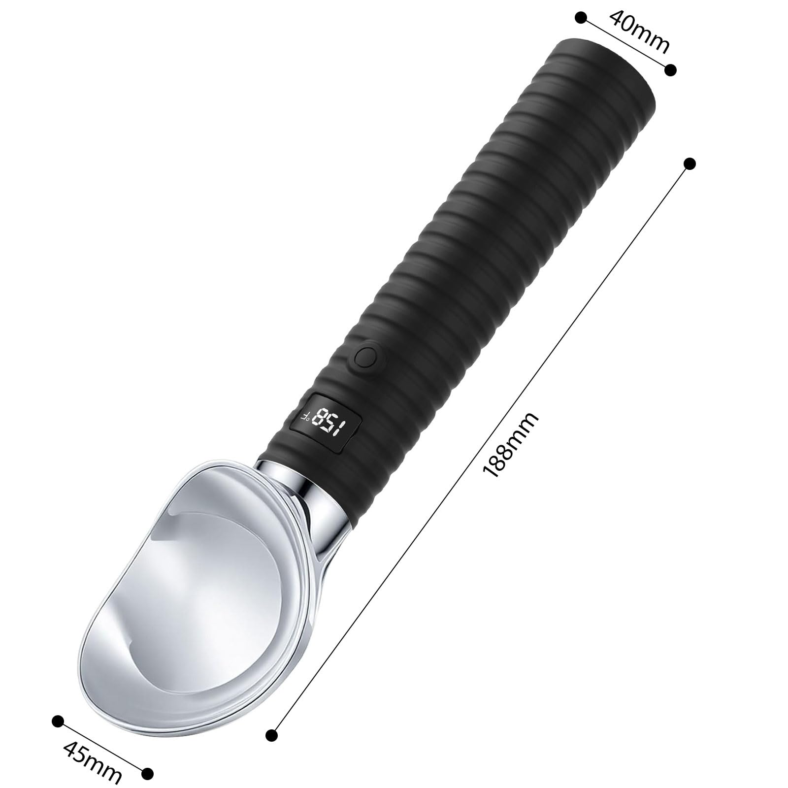 Cuillère à glace électrique avec fonction de réchauffement rapide et panneau LCD pour faire fondre facilement les bonbons réfrigérés Cuillère à crème glacée de qualité alimentaire
