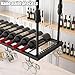 Adjustable Hanging Wine Rack, Wrought Iron Floating Ceiling Glass Holder, Retro Rustic Shelf for Kitchen Bar Restaurant Cellar (60/80cm, Black)(60cm x 30 cm)