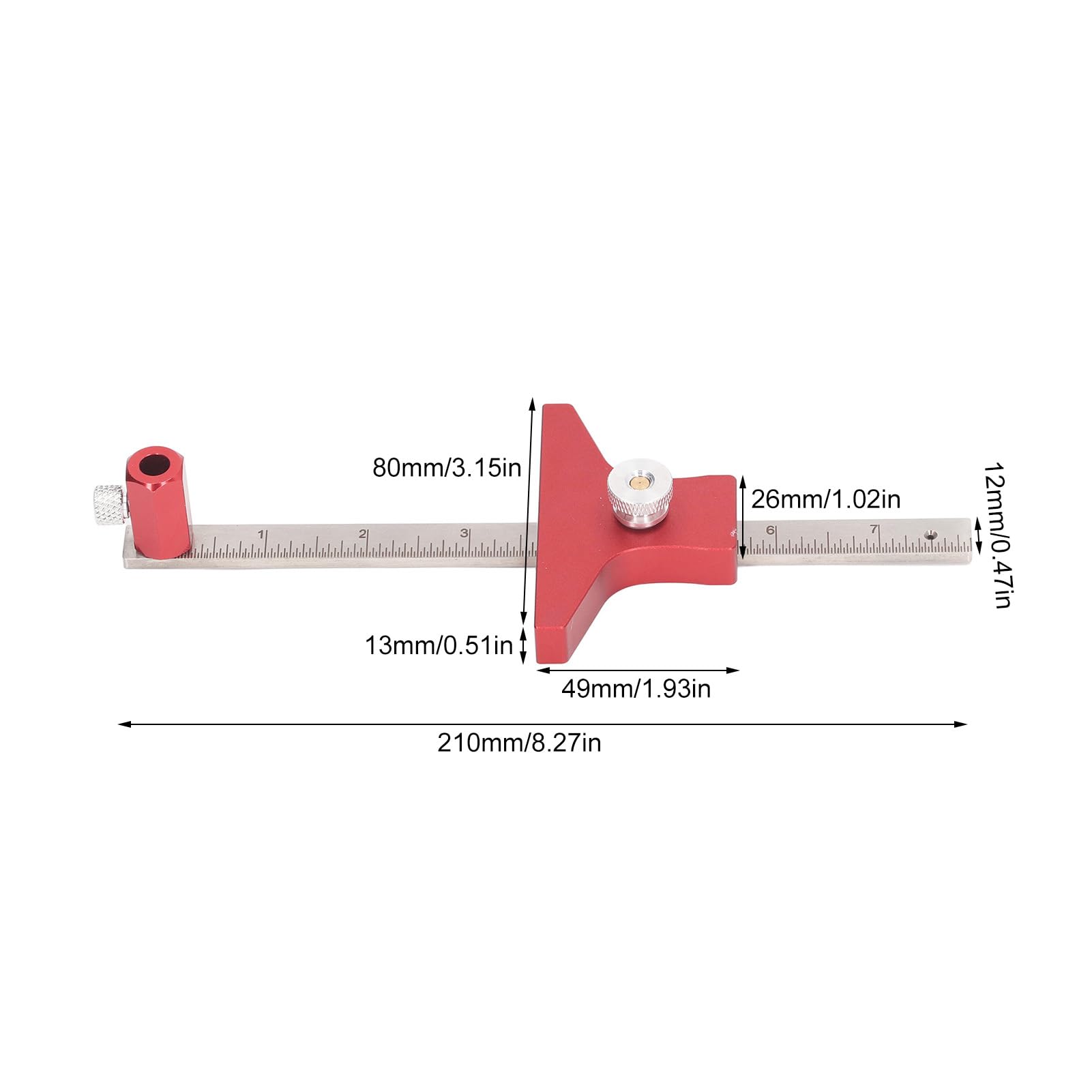 NDNCZDHC Woodworking Square Precision 30° 45° 60° 90° Adjustable Square Aluminum Alloy Angle Ruler 0.1mm Accuracy T Ruler