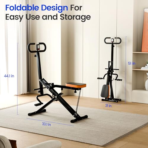 Image of Deep Squat Machine Trainer, Rowing Machine for Home, Easy Setup & Foldable Exercise Equipment with Adjustable Resistance, Glute Trainer Machine, Abs & Leg Home Workout Machine