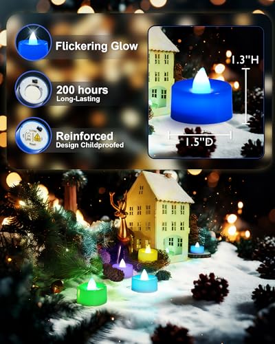 Image of Amagic 30 Pcs Multi Color Changing Tea Lights Battery Operated, 7-Color Changing LED Holiday Candles, 200+ Hours Long Lasting Fake Candle for Halloween, Pumpkin, Ofrenda, Christmas, Party, Home Decor