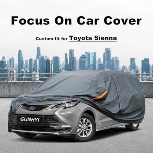 Image of GUNHYI Premium Car Cover Custom Fit Toyota Sienna (1997-2026), 16 Layers Heavy Duty Car Cover Waterproof All Weather with Zipper Door for Sun Rain Snow Dust Uv Protection