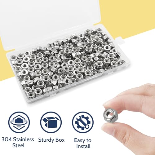 Vifmy LN-10-32 150 Pack 10#32 Nylon Insert Locknuts,304 (A2-70) Stainless Steel Lock Nuts,Standard Inch Thread Nylock Nuts thumb #4