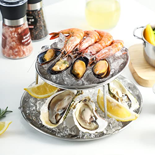 SHERCHPRY Cutlery Tray Metal Pizza Tray Holder Pizza Box Riser Serving Platter Seafood and Rack Tabletop Serving Platter Riser Stands for Home Party Silver 16-18cm Cupcakes - Image 4