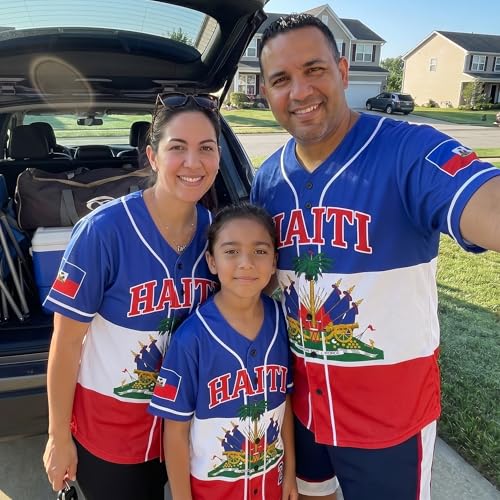 Custom Haiti Flag Baseball Jersey - Personalized Haitian Pride Shirt Name & Number - Men Women Softball Uniform Team Gift miniatura 3