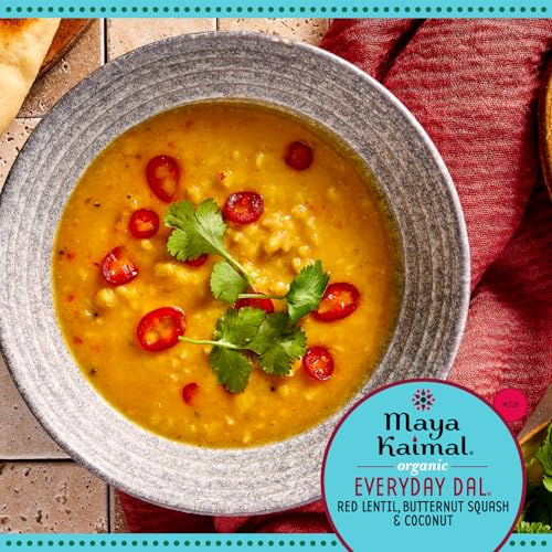Image of Maya Kaimal - Organic Indian Everyday Dal - Red Lentil 10oz - Fully Cooked with Butternut Squash and Coconut - Vegan - Microwavable - Ready to Eat Meals- Pack of 6