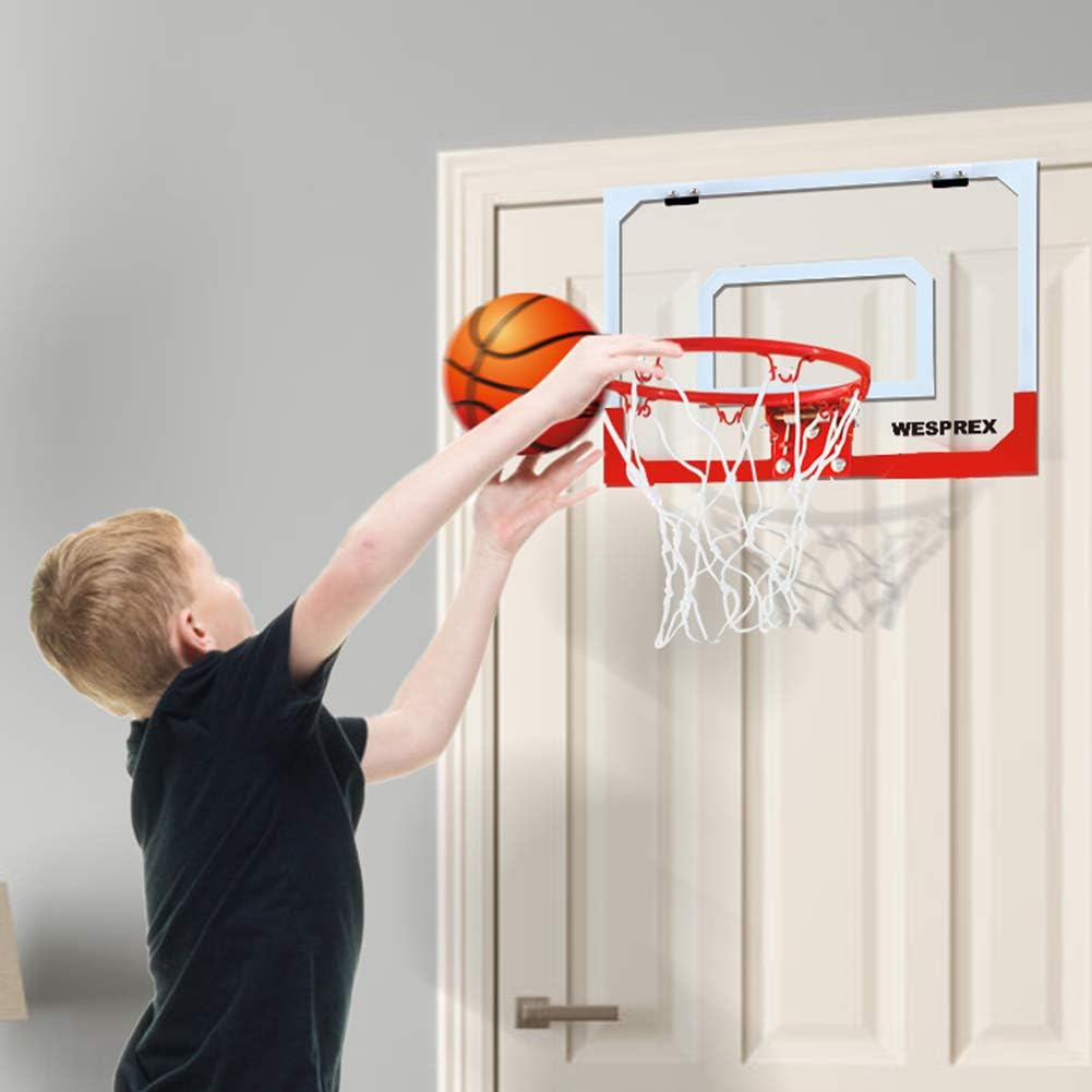 WESPREX Indoor Mini Basketball Hoop Set for Kids with 2 Balls, 16" x 12" Basketball Hoop for Door, Wall, Living Room and Office Use with Complete Accessories, Basketball Toy Gift for Boys and Girls: Toys & Games