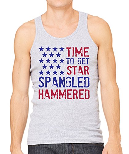 Emdem Apparel Star Spangled Hammered 4th of July Mens Tank Top H Grey 2XL