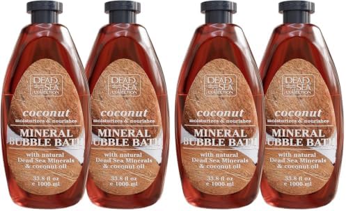 Espuma para banho Dead Sea Collection com coco e minerais do Mar Morto, Pacote com 2 frascos de 1.000 mL