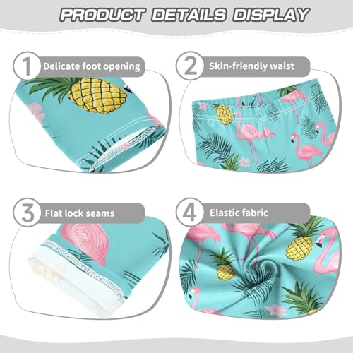 Wusikd Pink Flamingos Girls' Leggings Toddler Doodles Pineapples Kids Yoga Pants Dance Active Tights 4T3
