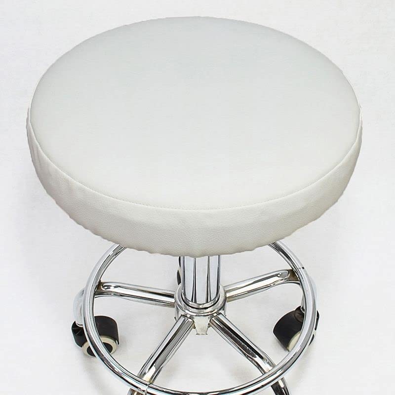 SWJ-swjssb Bar Stool Round Cushion Cover PU Leather Stool Covers Home Soft Washable Easy Care And Durable, Waterproof，Non-slip，for Round Bar Footstool Swivel Chair (Color : White, Size : 31cm)