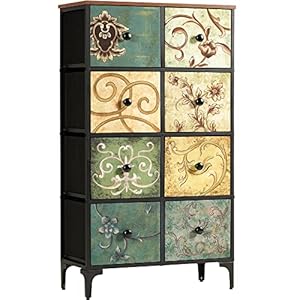 AOPSEN Tall Dressers for Bedroom with 8 Drawers, Storage Drawer Unit for Closet, Fabric Organizer Chest of Drawers for Kids, Living Room, Nursery, Steel Frame, Wood Top