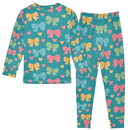 ALAZA Bow Heart Pajamas Long Sleeve Sleepwear 2-Piece Pajama Set2