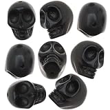 Beadaholique Jasper Carved Skulls Gemstone Beads, 14 x 18mm, Black