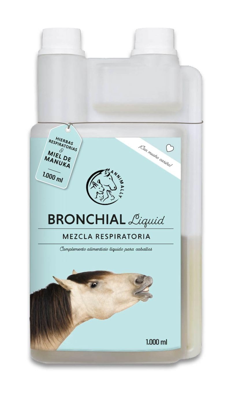 Annimally Jarabe para la Tos para Caballos 1000ml - Jarabe bronquial para Caballos contra la Tos y para calmar Las vías respiratorias - Jarabe para la Garganta - Cosas para Caballos
