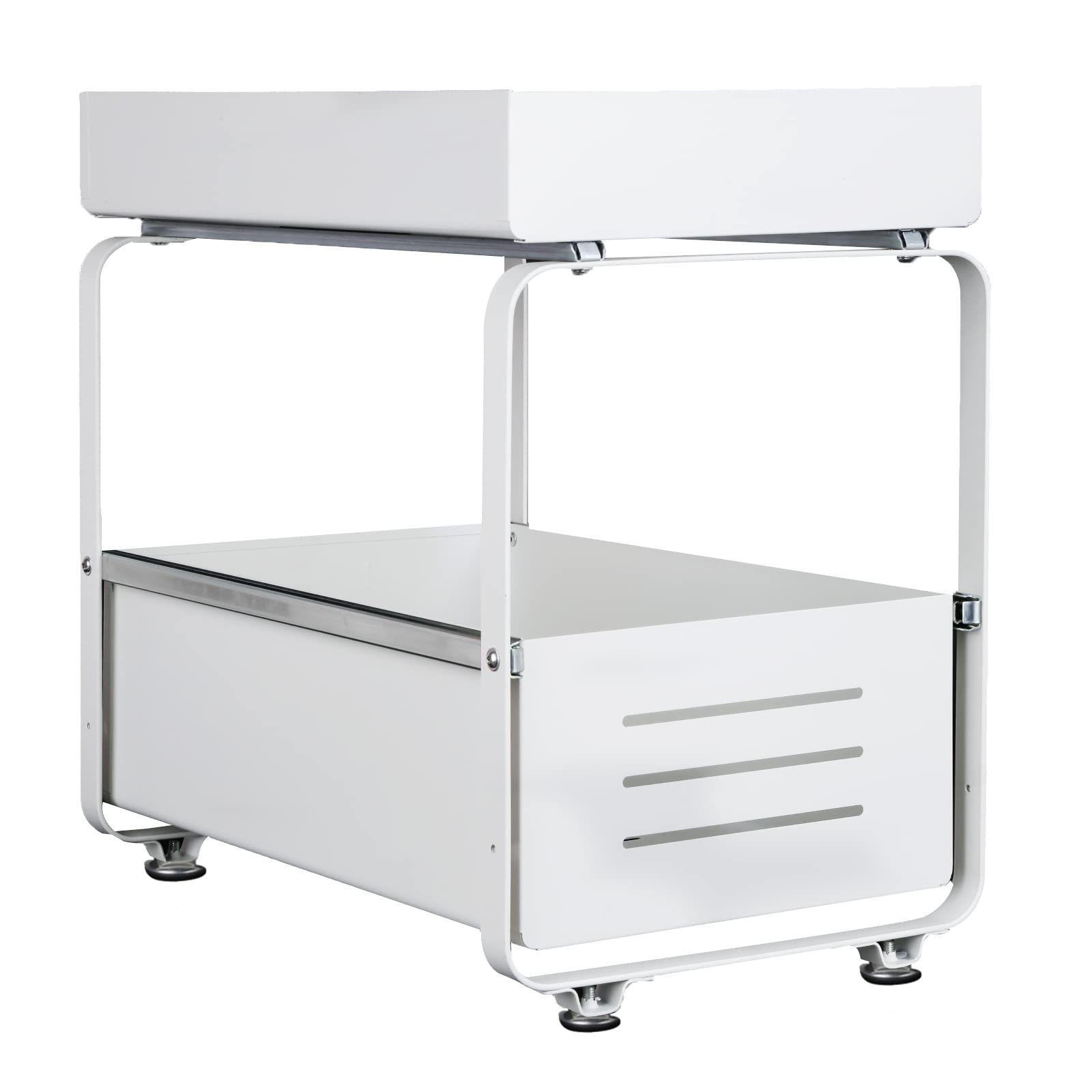 HUOLE Organizer Sottolavello Portaoggetti con Cestelli Scorrevoli Estraibili, Per l'interno di Pensili,Armadi,Scaffali,Piani lavoro,Scrivanie.Per Casa,Ufficio,Bagno,Cucina-40 * 25,5 * 39,5 cm-bianco