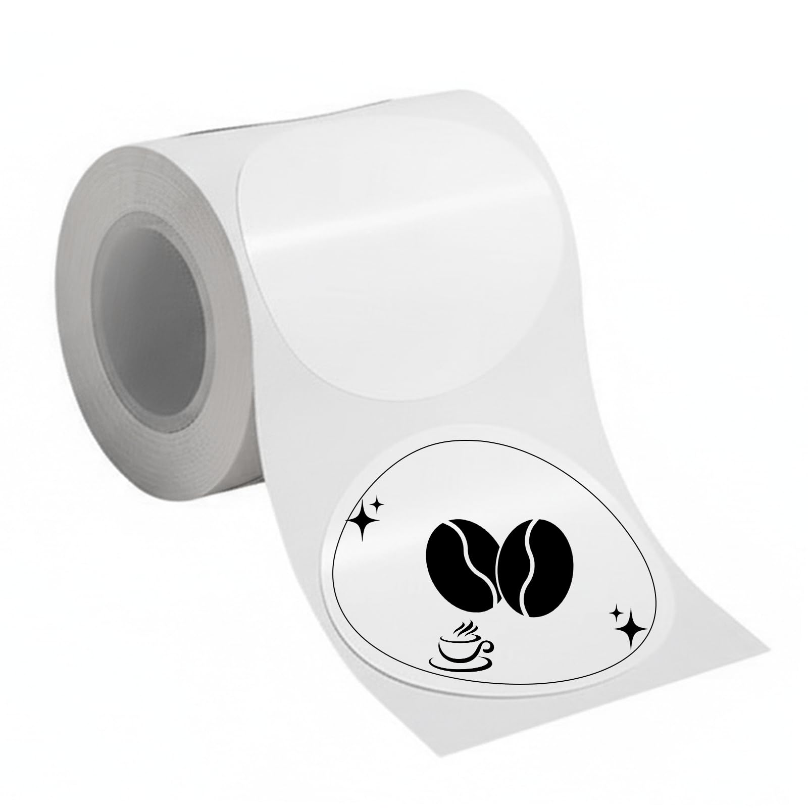 Thermal Labels, Self-Adhesive Circular Stickers for Printers, 50 × 50 mm Waterproof Printer Decals, Tag Labels for Cards, Logo Design, Addressing, QR Code, Office Address
